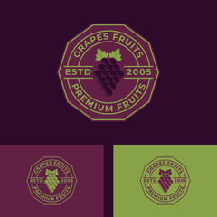 Label mark of Grapes Fruits vector illustration template, Grape logo vector
