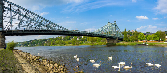 Blue Wonder Bridge, Dresden, Saxony, Germany