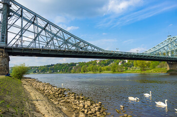 Blue Wonder Bridge, Dresden, Saxony, Germany