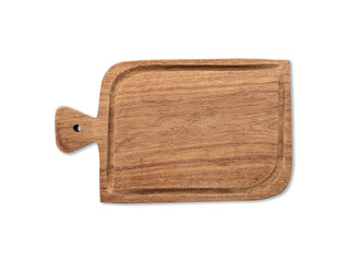 Empty wooden board isolated over white background with copy space