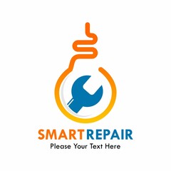 Bulb with plug logo template illustration. this is smart repair symbol