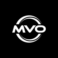 MVO letter logo design with black background in illustrator, vector logo modern alphabet font overlap style. calligraphy designs for logo, Poster, Invitation, etc.