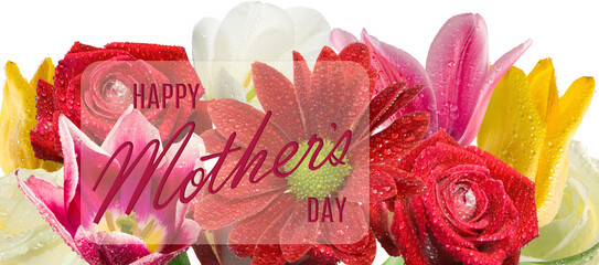 Mother's day greeting card with flowers and a greeting inscription