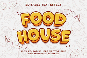 Editable text effect Food House 3d Traditional Cartoon template style premium vector - obrazy, fototapety, plakaty