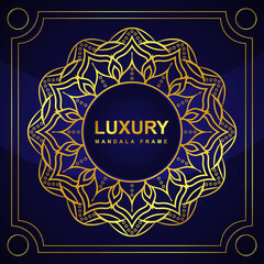 Luxury mandala frame design with golden color