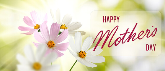 Obraz premium Mother's day greeting card with flowers and a greeting inscription