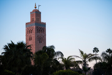 Fototapeta na wymiar Marrakesh, Morocco - February 28, 2018: The architecture of the old Medina district of Marrakech.