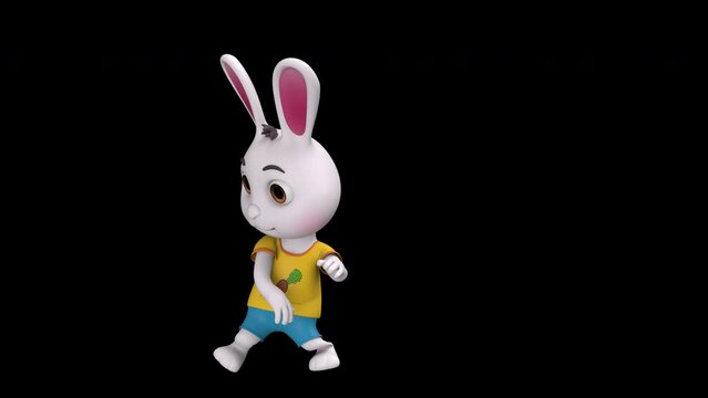Cartoon Rabbit looped dance - 3d render looped with alpha channel.