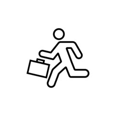 Running man black outline icon. Exit symbol. Movement, success, business concept. Trendy flat symbol, sign isolated on white for: illustration, logo, app, design, web, dev, ui, ux, gui. Vector EPS 10