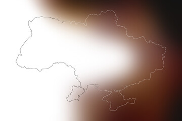 Ukraine map silhouette on dark red abstract blurred modern gradient