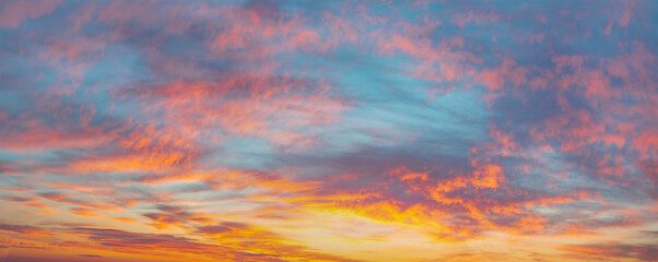 Beautiful sunset sky with amazing colorful clouds