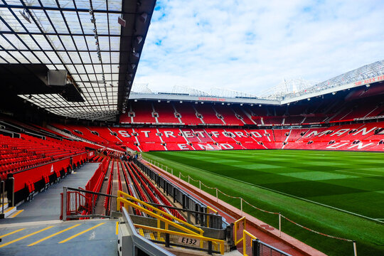  A beautiful picture of a five star Old Trafford Stadium and Stretford End during stadium tour. It is home for Manchester United