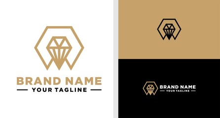 LETTER M LOGO DIAMOND LINE EDITABLE