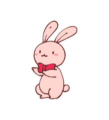 ゆるかわいいデフォルメうさぎのイラスト　指差し