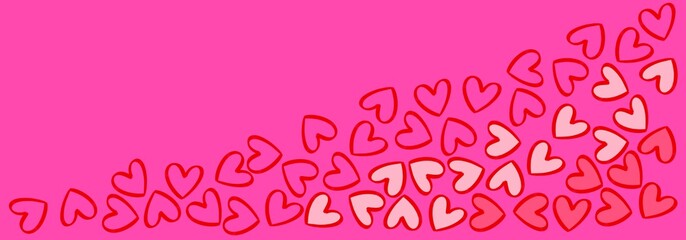 Illustration many hearts on pink background