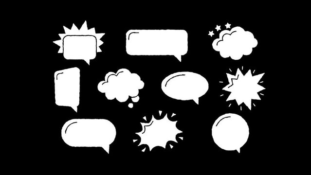 2D animation of several speech balloons in cartoon style.