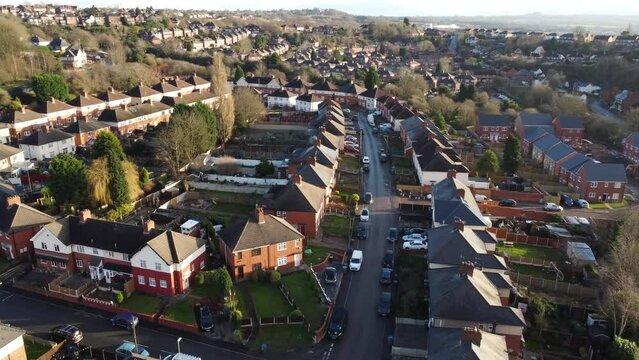 Generic aerial view of a British council estate of houses