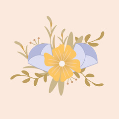 Trendy floral branch. Spring flowers for posters, cards, prints.