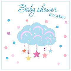 Fototapeta na wymiar vector card baby shower for boy