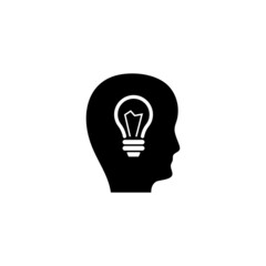 Smart Human Head, Idea and Imagination. Flat Vector Icon illustration. Simple black symbol on white background. Smart Human Head, Idea Imagination sign design template for web and mobile UI element.