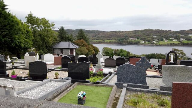 Cemetry with Atlantic view in Killybegs, County Donegal - Ireland