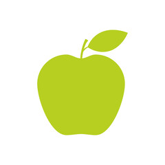 Apple green silhouette icon. Vector isolated on white.