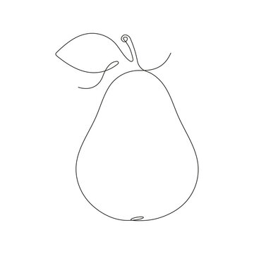 recommend clip art: Pear fruit continuous line art. Hand drawn pear. Vector isolated on white.
