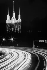 Abwaschbare Fototapete Schwarz Stadt bei Nacht