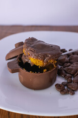 chocolate cake with coffee