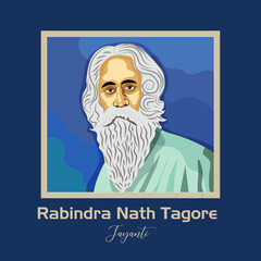 Rabindranath Tagore Jayanti Greeting Card Design 