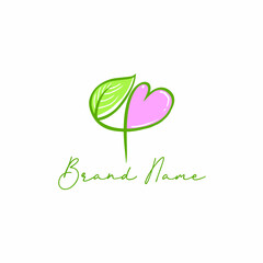 Leaf and Heart Logo Concept 
