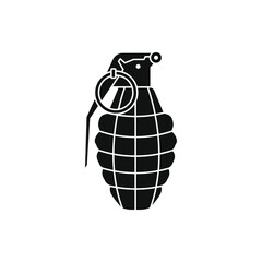Fototapeta premium Hand grenade icon flat style. War, bomb, weapon isolated on white background. Vector illustration