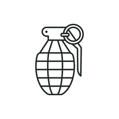 Hand grenade icon line style. War, bomb, weapon isolated on white background. Vector illustration