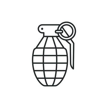 recommend clip art: Hand grenade icon line style. War, bomb, weapon isolated on white background. Vector illustration