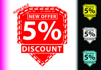 5 percent discount new offer logo and icon design template