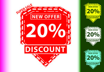 20 percent discount new offer logo and icon design template