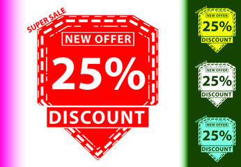25 percent discount new offer logo and icon design template