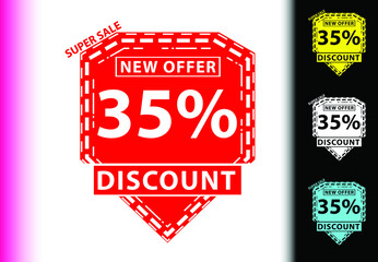 35 percent discount new offer logo and icon design template