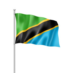 Tanzania flag isolated on white