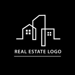 real estate logo concept line art style design, city building logo design inspiration