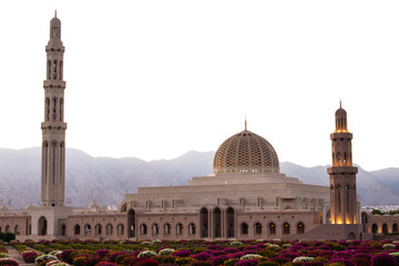 Obraz premium Muscat,Oman - March 05,2019 : View on Sultan Qaboos grand mosque architecture in Muscat.