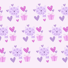 Obraz premium Vector illustration of elegant pattern with cute leaves and animals