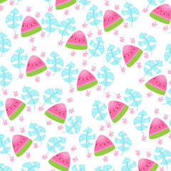 Vector illustration of elegant pattern with cute leaves and animals