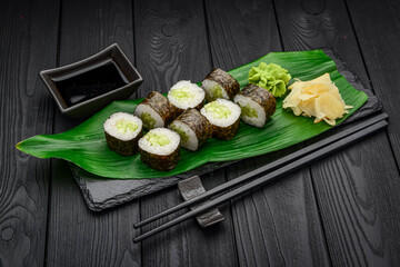 Maki sushi rolls with cucumber