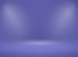 Illuminated very peri color interior with spot lights. Showcase for a product. 3d vector illustration