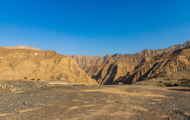 Landscape shot of the mountains in bright day. Nature