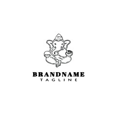 lord ganesh logo cartoon icon design template black isolated vector illustration