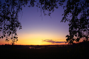 A beautiful, colorful spring landscape of Northern Europe. Seasonal scenery of rural area.