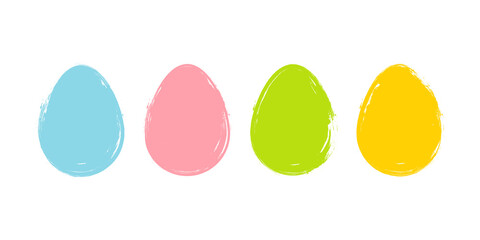 Color brush stroke easter eggs set. Holiday collection for easter celebrate greetings and invitations. Vector illustration.	