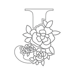 Floral alphabet letter coloring book for kids. Vector illustration of educational alphabet latter with flower art work coloring pages. 
Doodle style.

